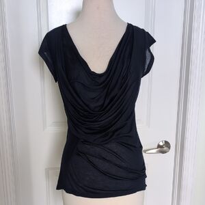Anthropologie Bordeaux Navy Draped Top Size M
